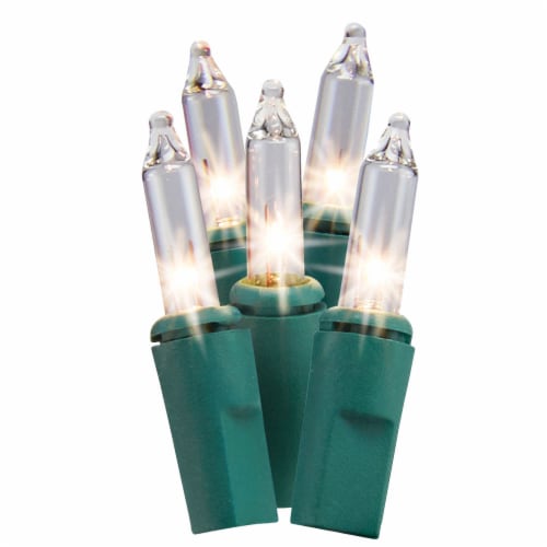 Holiday Home Indoor Outdoor Clear Mini Incandescent Christmas Lights - Green Wire Perspective: front
