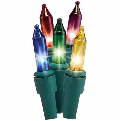 Holiday Home Indoor Outdoor Mini Incandescent Christmas Lights - Green Wire Perspective: front