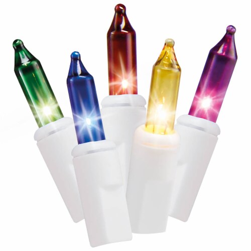 Holiday Home Indoor Outdoor Multi Incandescent Christmas Lights - White Wire Perspective: front