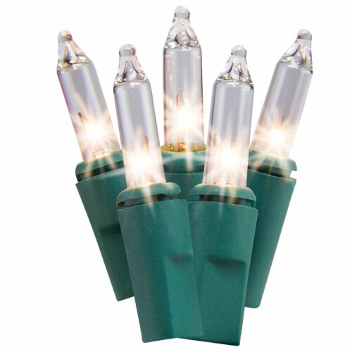Holiday Home Indoor Outdoor Clear Incandescent Christmas Lights - Green Wire Perspective: front