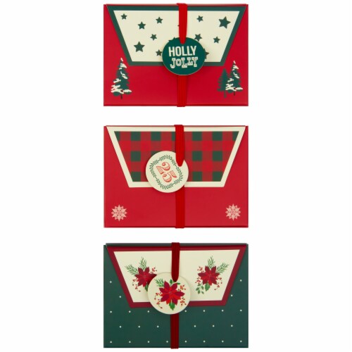 Holiday Home 3 CT Red & Green Gift Card Holder Perspective: front