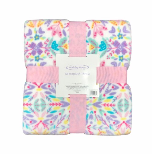 Holiday Home™ Microplush Easter Throw - Floral Burst Perspective: front
