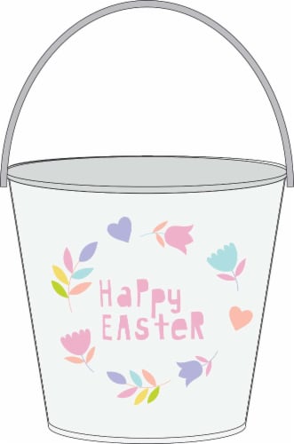 Holiday Home Happy Easter Tin Treat Bucket Perspective: front