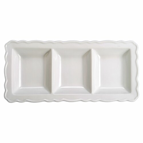 Holiday Home Pembrooke Scallop Divided Rectangle Platter - White Perspective: front