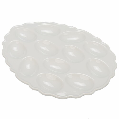 Holiday Home Oval Egg Plate - White Perspective: front