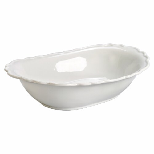 Holiday Home Scallop Oval Bowl - White Perspective: front