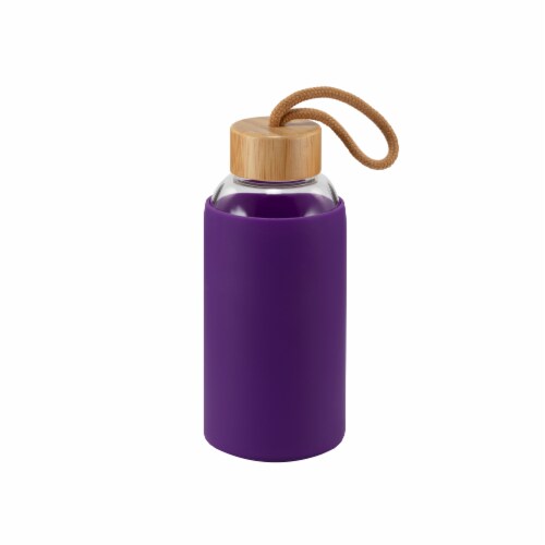 HD Designs Outdoors Glass Bottle with Bamboo Lid - Imperial Purple Perspective: front