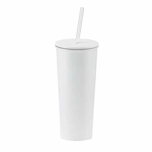 HD Designs Outdoors Stainless Steel Tumbler with Straw - Bright White Perspective: front