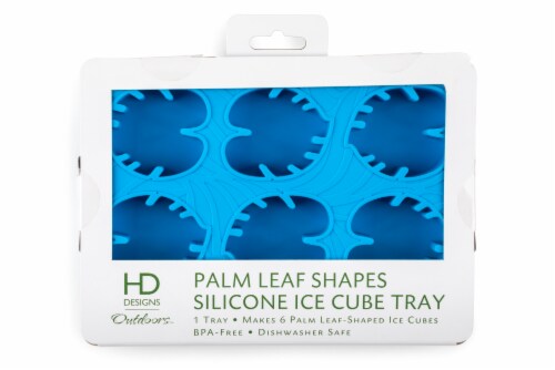 HD Designs Outdoors Silicone Palm Leaf Shapes Ice Cube Tray - Blue Perspective: front