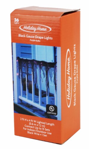 Holiday Home® 36 Gauze Drape Lights Garland - Purple Perspective: front
