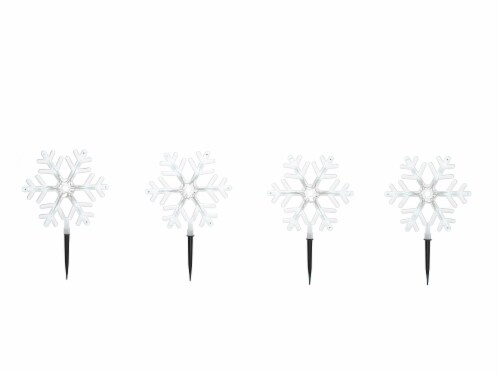 Holiday Home 4 LED Snowflake Pathway Lights - White Perspective: front