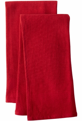 J&M Red Waffle Weave Dishtowel Set/6 in the Kitchen Towels department at