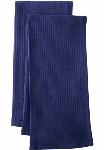 Dash of That Woven Waffle Kitchen Towel Set - Blue Perspective: front