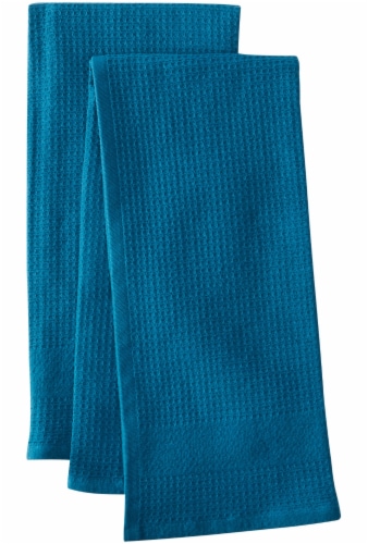 Dash of That Woven Waffle Kitchen Towel Set - Teal Perspective: front
