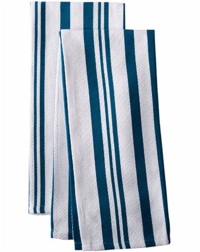 Dash of That Basketweave Towel Set - Teal/White Perspective: front