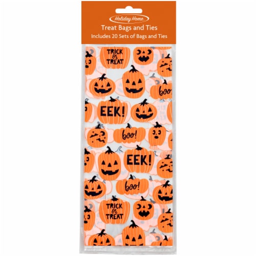 Holiday Home Pumpkin Treat Bags & Ties Perspective: front