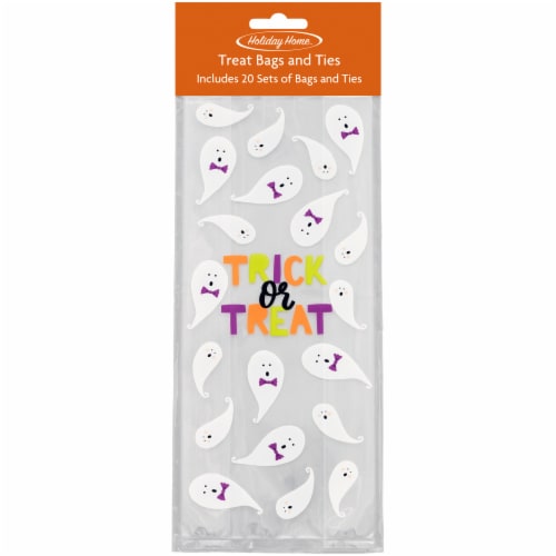 Holiday Home Halloween Trick or Treat Bags and Ties - 20 Pack Perspective: front