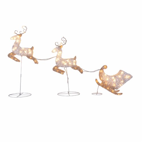 Holiday Home LED Deer With Sleigh Decoration Perspective: front