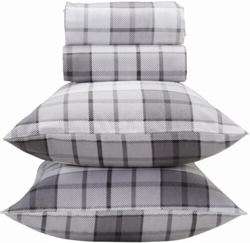 Food 4 Less Hd Designs Cabin Plaid Flannel Sheet Set Gray