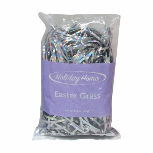 Holiday Home® Plastic Easter Grass - Holographic Silver Perspective: front