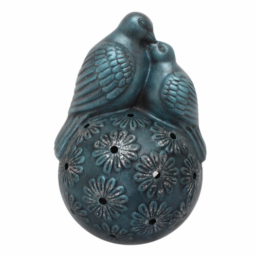 Earth Accents Love Birds Luminary Lantern - Blue Perspective: front
