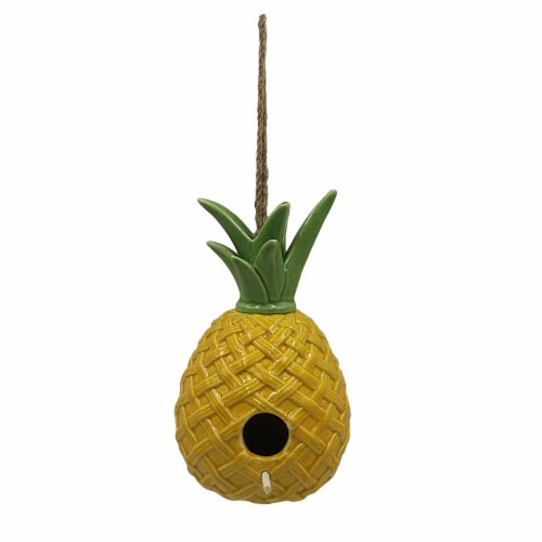 HD Designs Outdoors® Ceramic Pineapple Birdhouse - Yellow Perspective: front