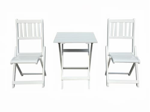 HD Designs Outdoors Finn Wood Bistro Set - White Perspective: front