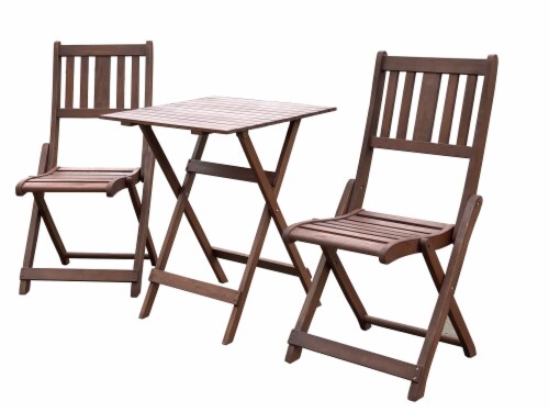 HD Designs Outdoors Finn Wood Bistro Set - Natural Perspective: front
