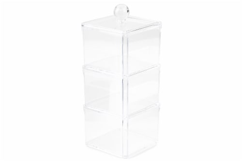 Everyday Living Square Plastic Vanity Canister Set - Clear Perspective: front