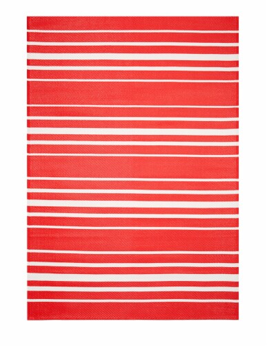 HD Designs Outdoors Stripe Poly Pro Rug - Red Perspective: front