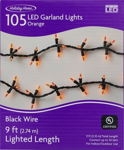 Holiday Home® 105 LED Garland Lights - Orange / Black Perspective: front