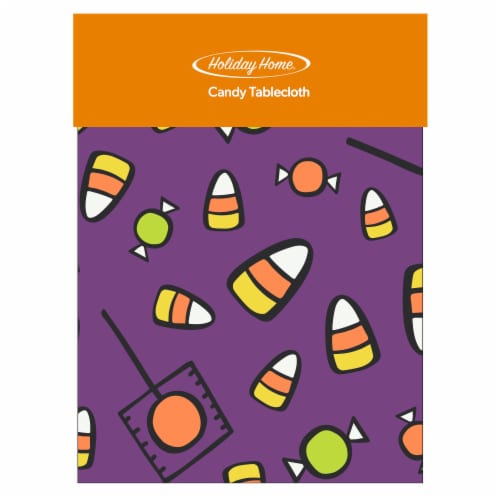 Holiday Home Candy Vinyl Tablecloth - Purple Perspective: front