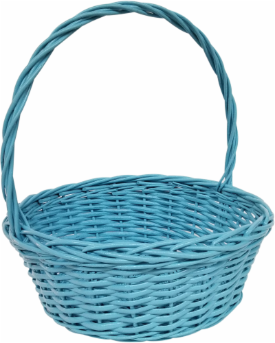 Holiday Home Round Willow Easter Basket - Blue Perspective: front