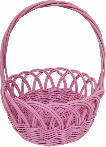 Holiday Home Round Willow Easter Basket - Pink Perspective: front