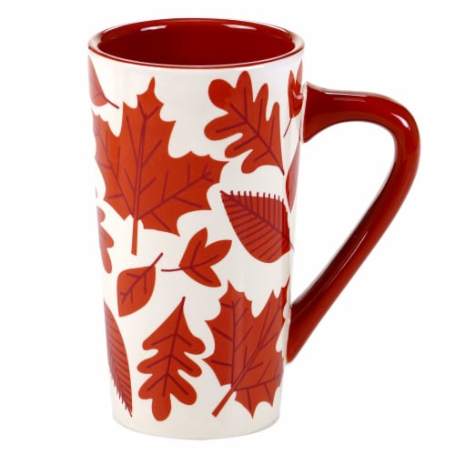 Holiday Home Harvest Latte Mug - Crisp Leaves Perspective: front