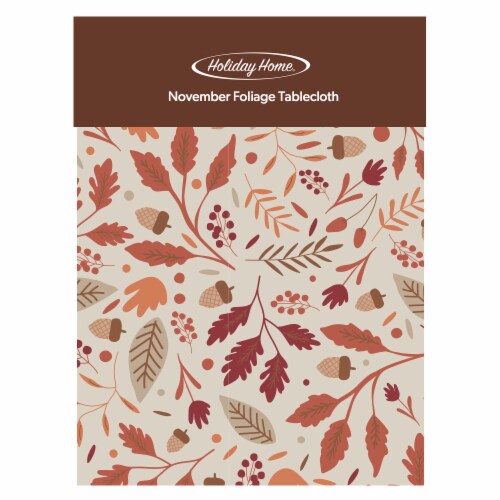 Holiday Home November Foliage Vinyl Tablecloth Perspective: front