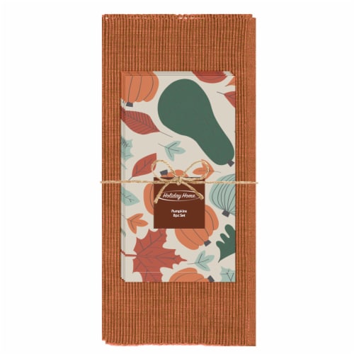 Holiday Home Pumpkins Placemat and Napkin Set Perspective: front