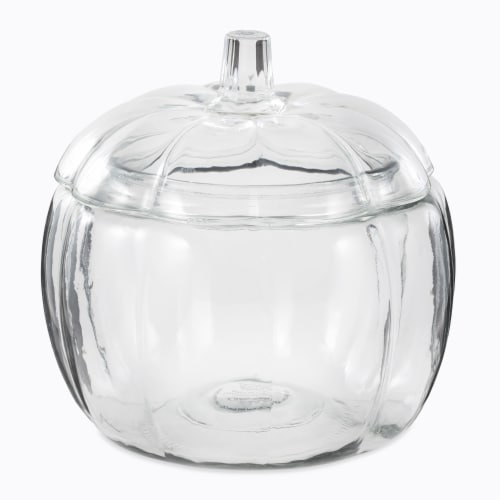 Holiday Home Clear Pumpkin Candy/Cookie Jar Perspective: front