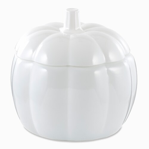 Holiday Home White Pumpkin Candy/Cookie Jar Perspective: front