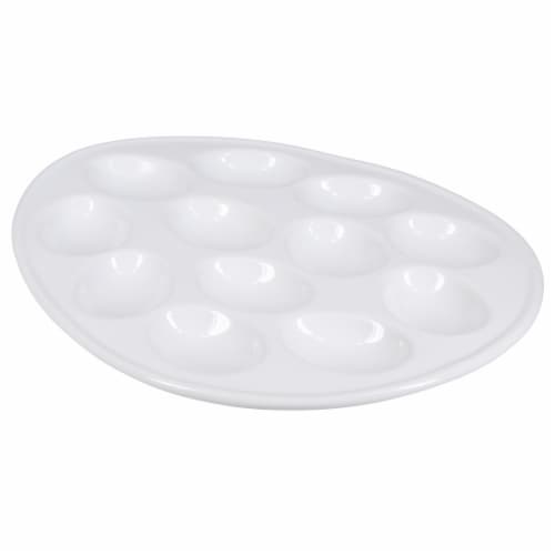 Dash of That™ Oval Egg Plate - White Perspective: front