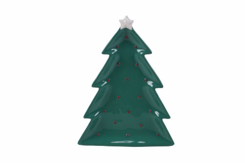 Holiday Home Tree Ceramic Tidbit Plate Perspective: front
