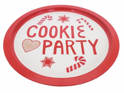 Holiday Home Cookie Party Tin Tray - Red/White Perspective: front