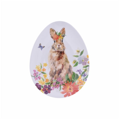 Holiday Home Easter Melamine Egg Shaped Bunny Plate Perspective: front