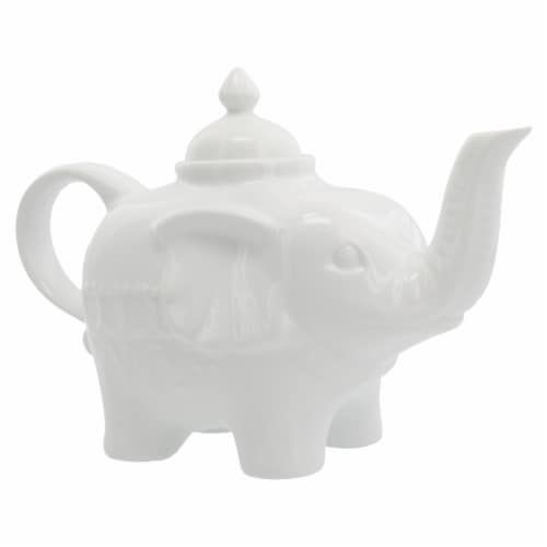 Dash of That Elephant Teapot - White Perspective: front