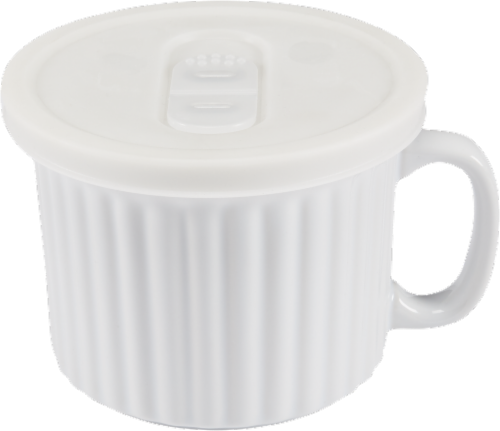 Dash of That Ceramic Soup Mug with Lid - White Perspective: front