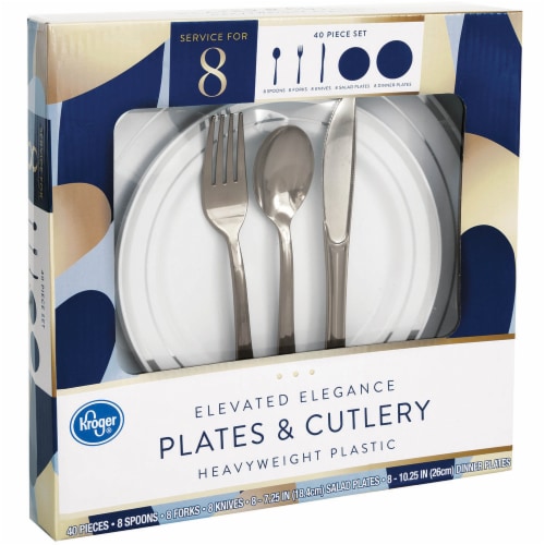 Kroger® Elevated Elegance Heavyweight Plastic Plates & Cutlery Perspective: front