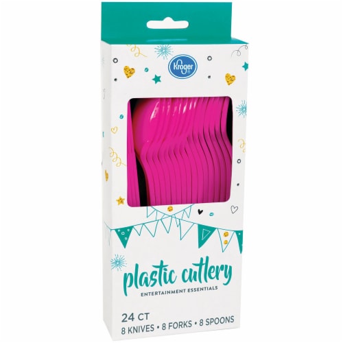 Kroger® Entertainment Essentials Plastic Cutlery - Pink Perspective: front