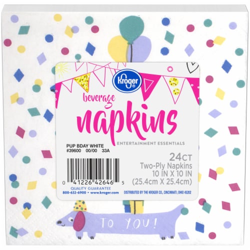 Kroger® Entertainment Essentials Pup Birthday Party Paper Napkins Perspective: front