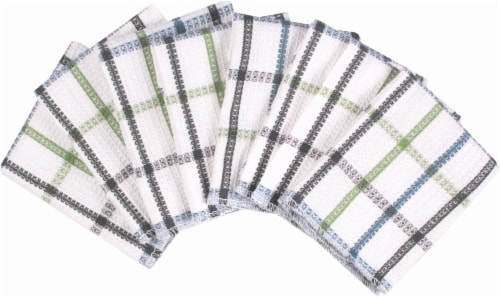 Everyday Living Waffle Weave Dish Cloths - 8 Pack - Blue/Green Perspective: front