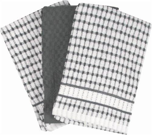 Everyday Living Popcorn Kitchen Towels - 3 Pack - Graphite Perspective: front